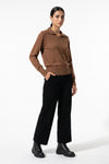 Women's Winter Knitted V Neck Polo Jumper with Long Sleeves