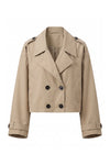 Women's Winter Stylish Short Cropped Trench Coat with Double Breasted Front
