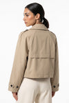 Women's Winter Stylish Short Cropped Trench Coat with Double Breasted Front