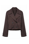 Women's Winter Stylish Short Cropped Trench Coat with Double Breasted Front