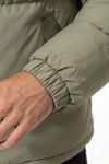 Men’s Winter Warm Hooded Puffer Jacket with Corduroy Yoke