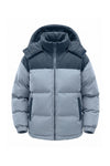 Men’s Winter Warm Hooded Puffer Jacket with Corduroy Yoke