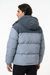 Men’s Winter Warm Hooded Puffer Jacket with Corduroy Yoke