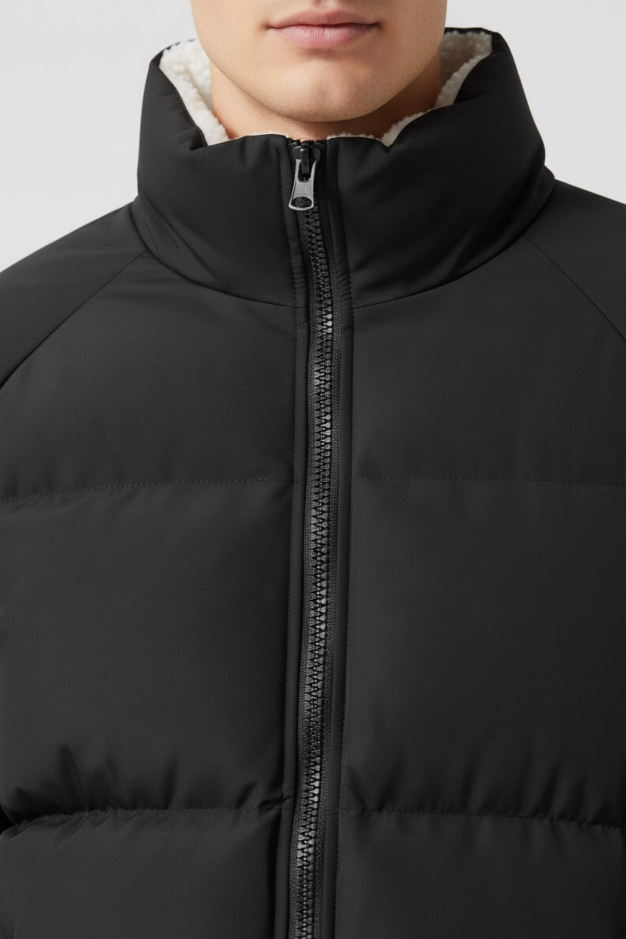 Caurelle | Men’s Black Puffer Jacket with Fleece Lining