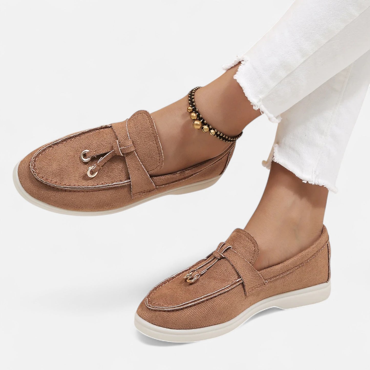 Caurelle | Women's Soft Leather Retro Slip-On Shoes – Chunky Sole Comfort