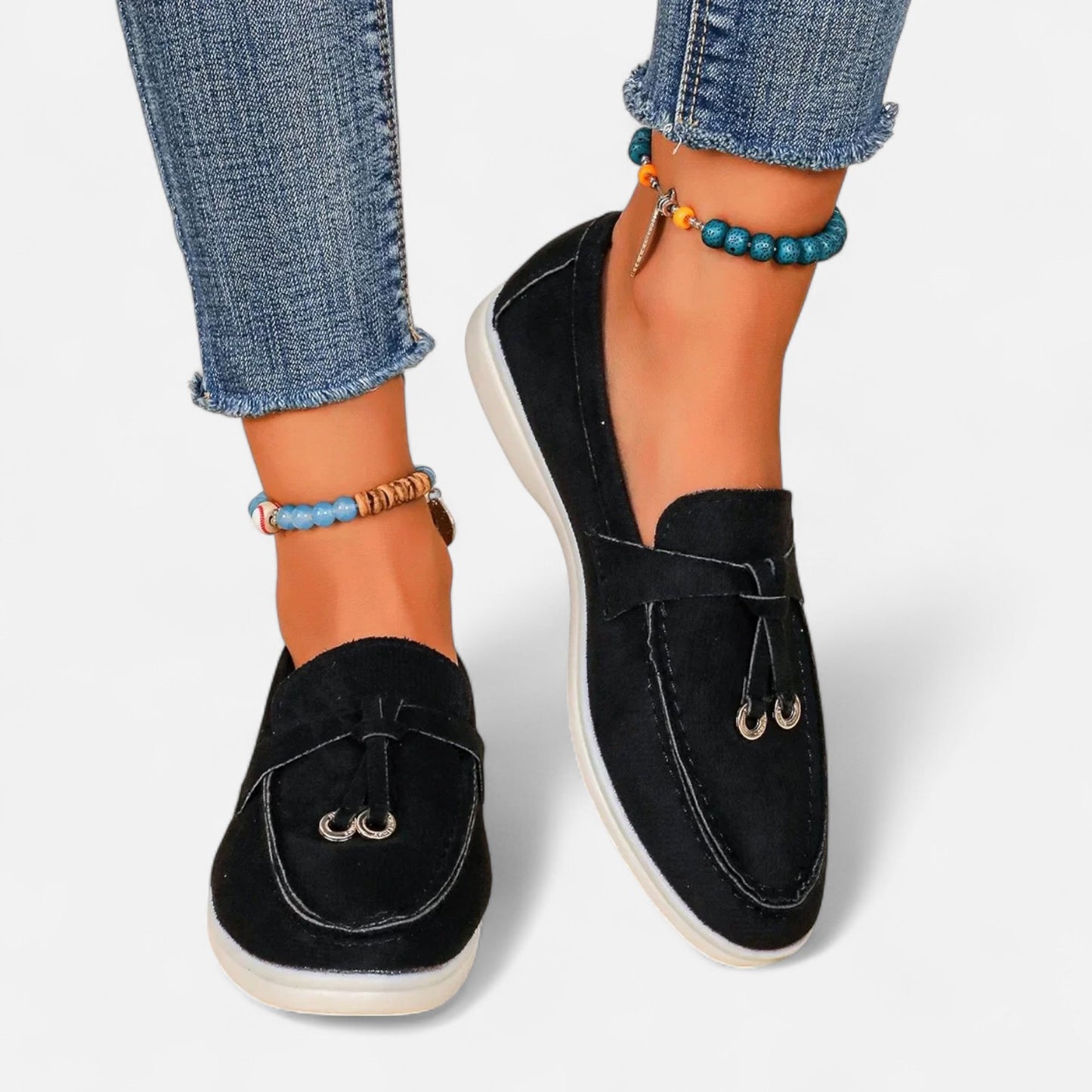 Caurelle | Women's Soft Leather Retro Slip-On Shoes – Chunky Sole Comfort