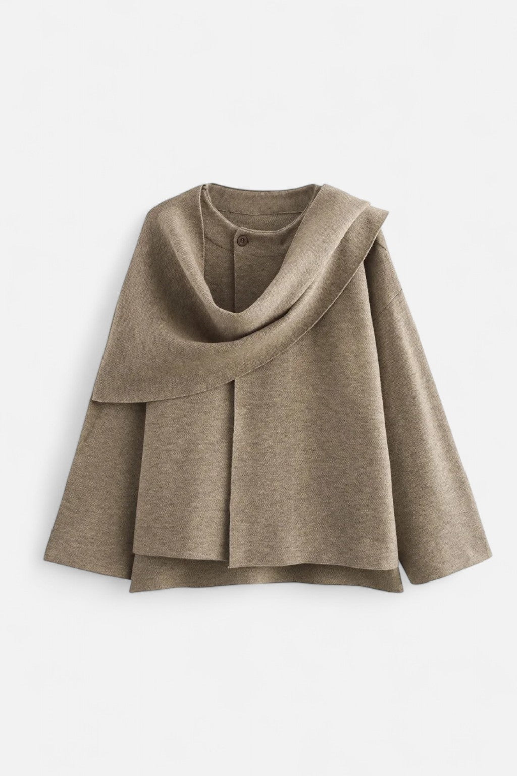Caurelle | Women’s Plush Winter Coat – Asymmetric Shawl Design
