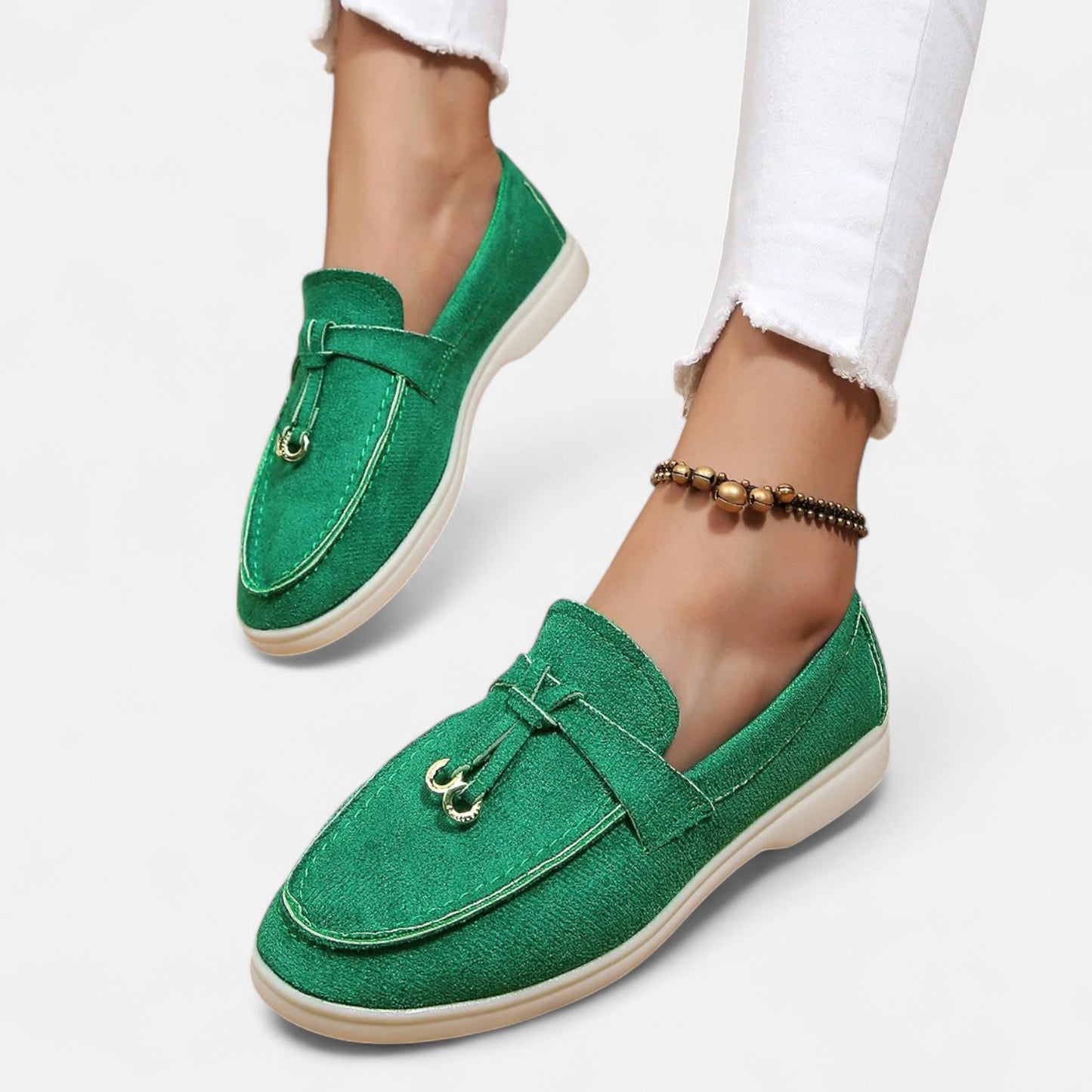 Caurelle | Women's Soft Leather Retro Slip-On Shoes – Chunky Sole Comfort
