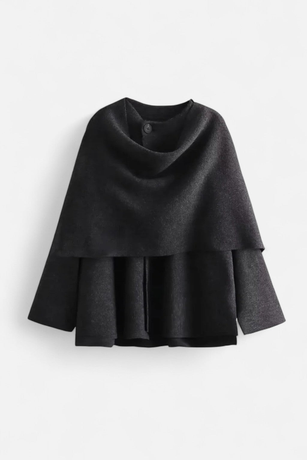 Caurelle | Women’s Plush Winter Coat – Asymmetric Shawl Design