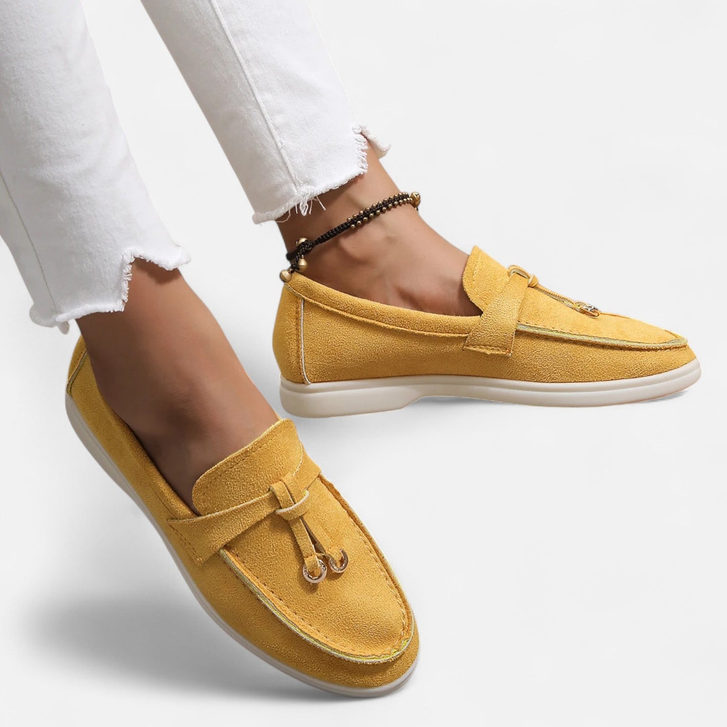 Caurelle | Women's Soft Leather Retro Slip-On Shoes – Chunky Sole Comfort