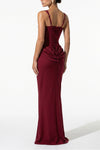 Women's Corset Maxi Dress Lace Up Back Square Neck Evening Dress