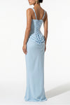 Women's Corset Maxi Dress Lace Up Back Square Neck Evening Dress