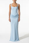 Women's Corset Maxi Dress Lace Up Back Square Neck Evening Dress