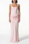 Women's Corset Maxi Dress Lace Up Back Square Neck Evening Dress