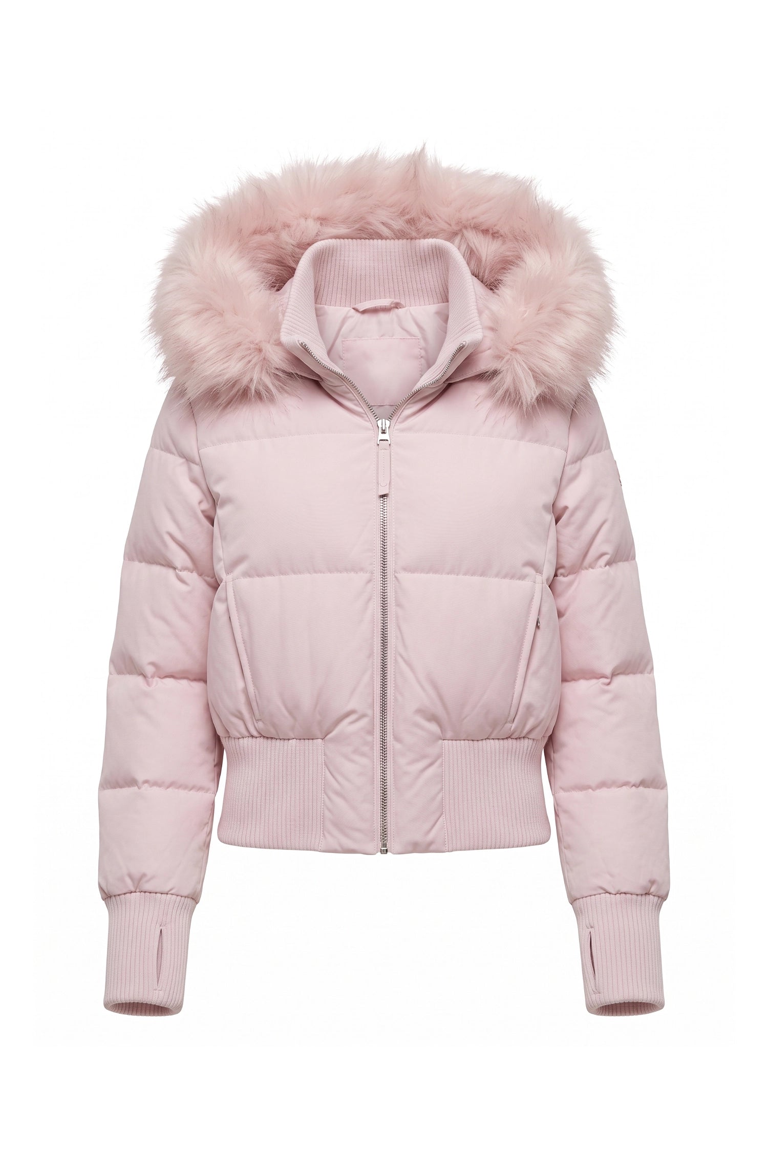 Women’s Winter Warm Cropped Puffer Jacket with Fur Trim Hood