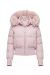 Women’s Winter Warm Cropped Puffer Jacket with Fur Trim Hood