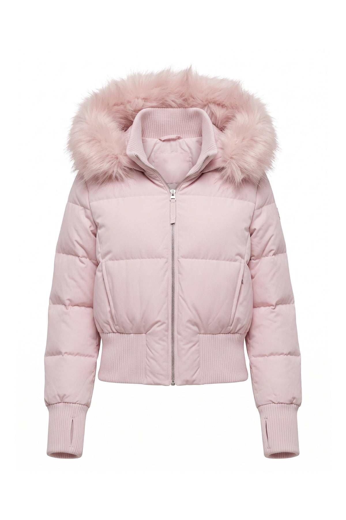 Women’s Winter Warm Cropped Puffer Jacket with Fur Trim Hood