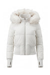 Women’s Winter Warm Cropped Puffer Jacket with Fur Trim Hood