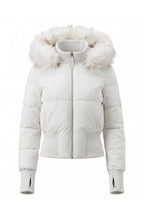 Women’s Winter Warm Cropped Puffer Jacket with Fur Trim Hood