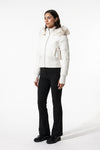 Women’s Winter Warm Cropped Puffer Jacket with Fur Trim Hood