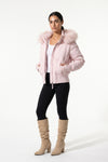Women’s Winter Warm Cropped Puffer Jacket with Fur Trim Hood
