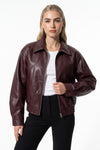 Women’s Winter Cropped Leather Jacket with Relaxed Fit