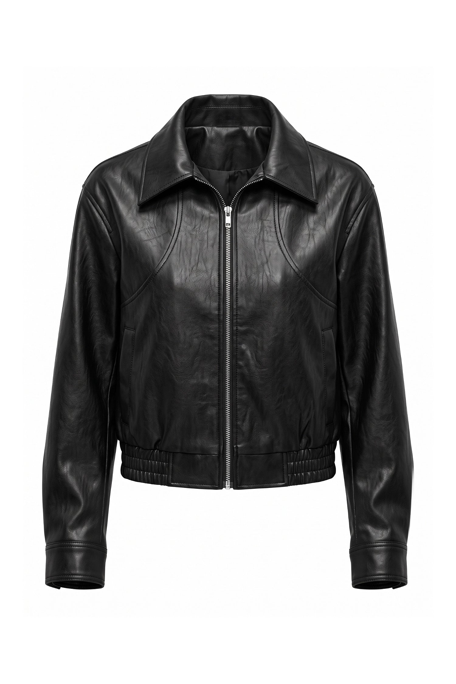 Women’s Winter Cropped Leather Jacket with Relaxed Fit