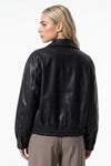 Women’s Winter Cropped Leather Jacket with Relaxed Fit