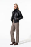 Women’s Winter Cropped Leather Jacket with Relaxed Fit
