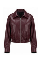 Women’s Winter Cropped Leather Jacket with Relaxed Fit