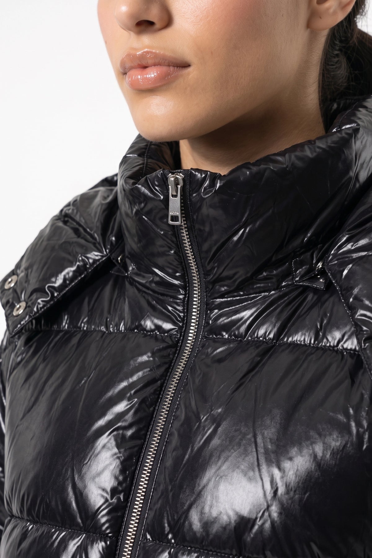 Women's Winter Warm Glossy Puffer Jacket with Hood