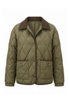 Women's Diamond Quilted Puffer Jacket with Corduroy Collar