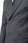 Men's Tailored Fit Double Breasted Two Piece Suit Set - Peak Lapel Blazer and Trousers
