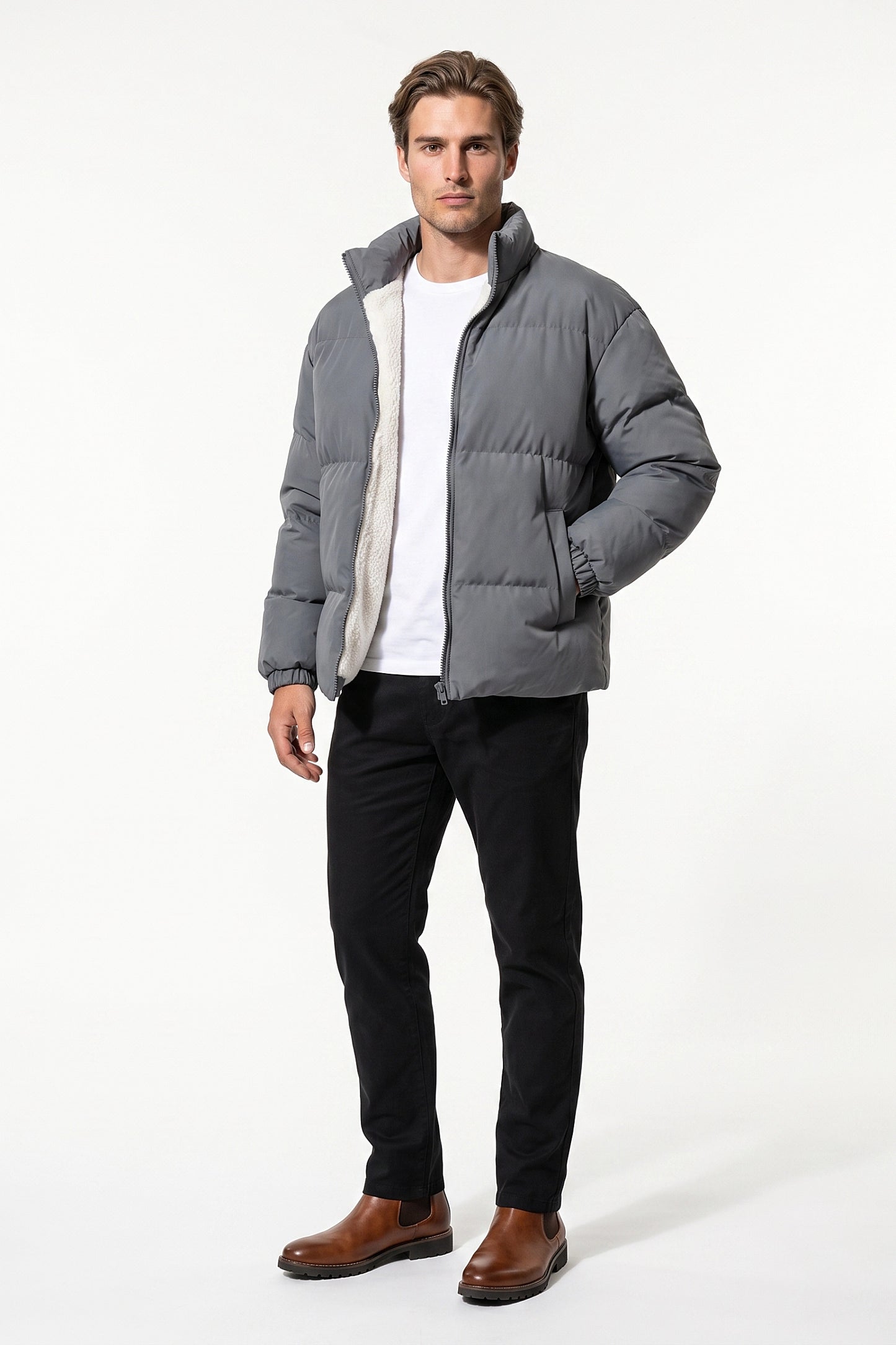 Men's Warm Fleece Lined Puffer Jacket