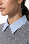 Women's Winter Warm Crew Neck Jumper with Layered Collar