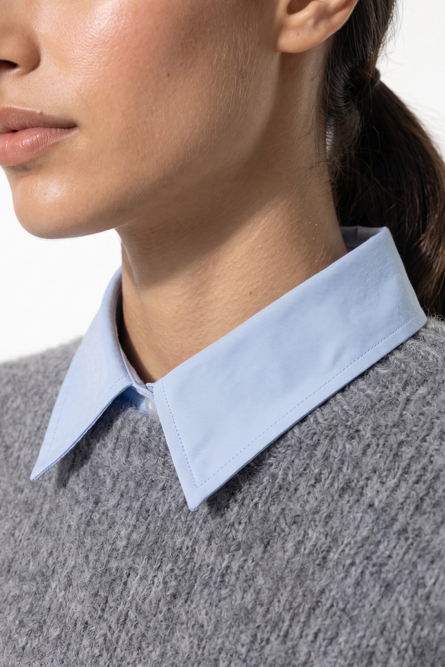 Women's Winter Warm Crew Neck Jumper with Layered Collar