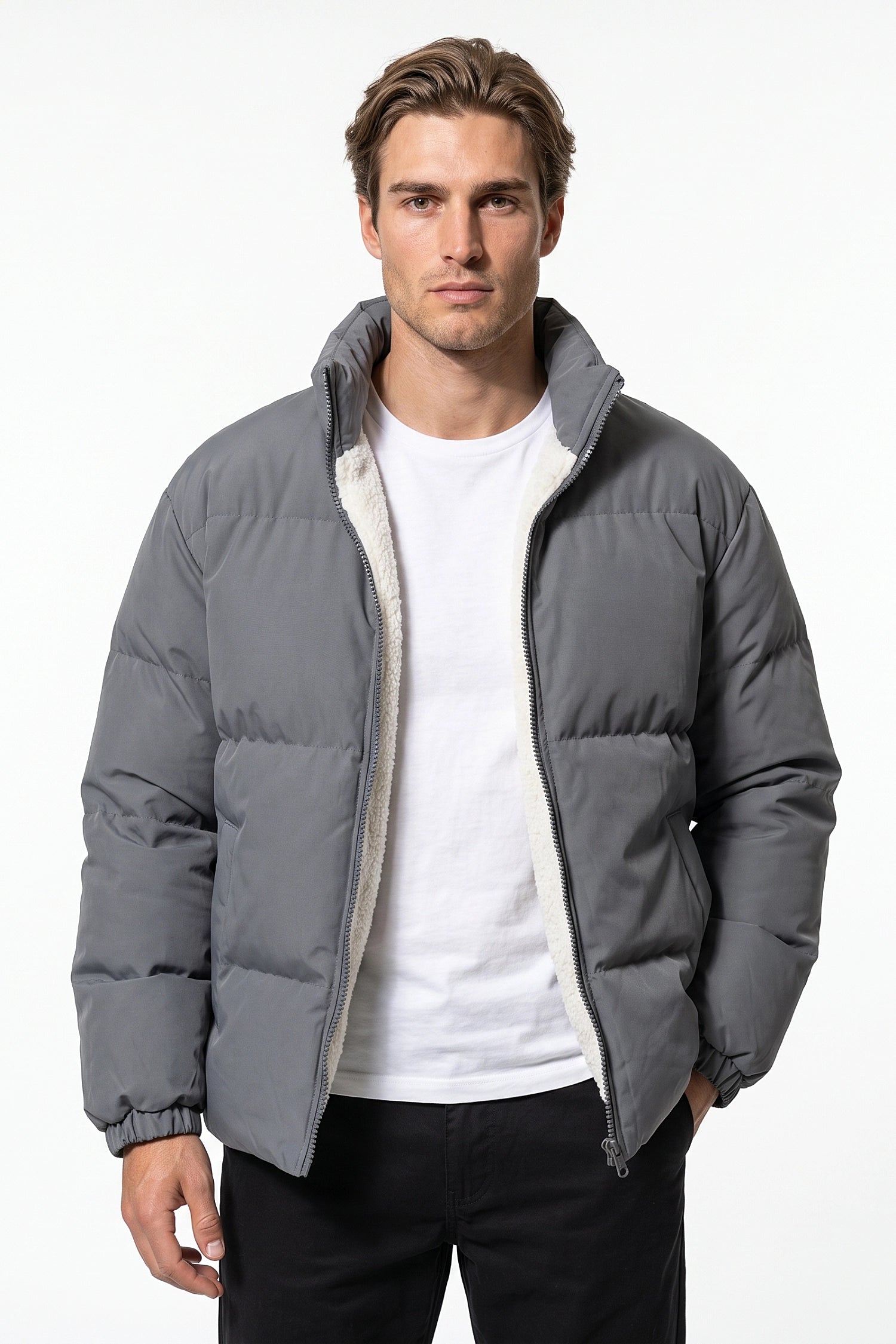 Men's Warm Fleece Lined Puffer Jacket