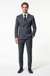 Men's Tailored Fit Double Breasted Two Piece Suit Set - Peak Lapel Blazer and Trousers