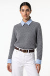 Women's Winter Warm Crew Neck Jumper with Layered Collar