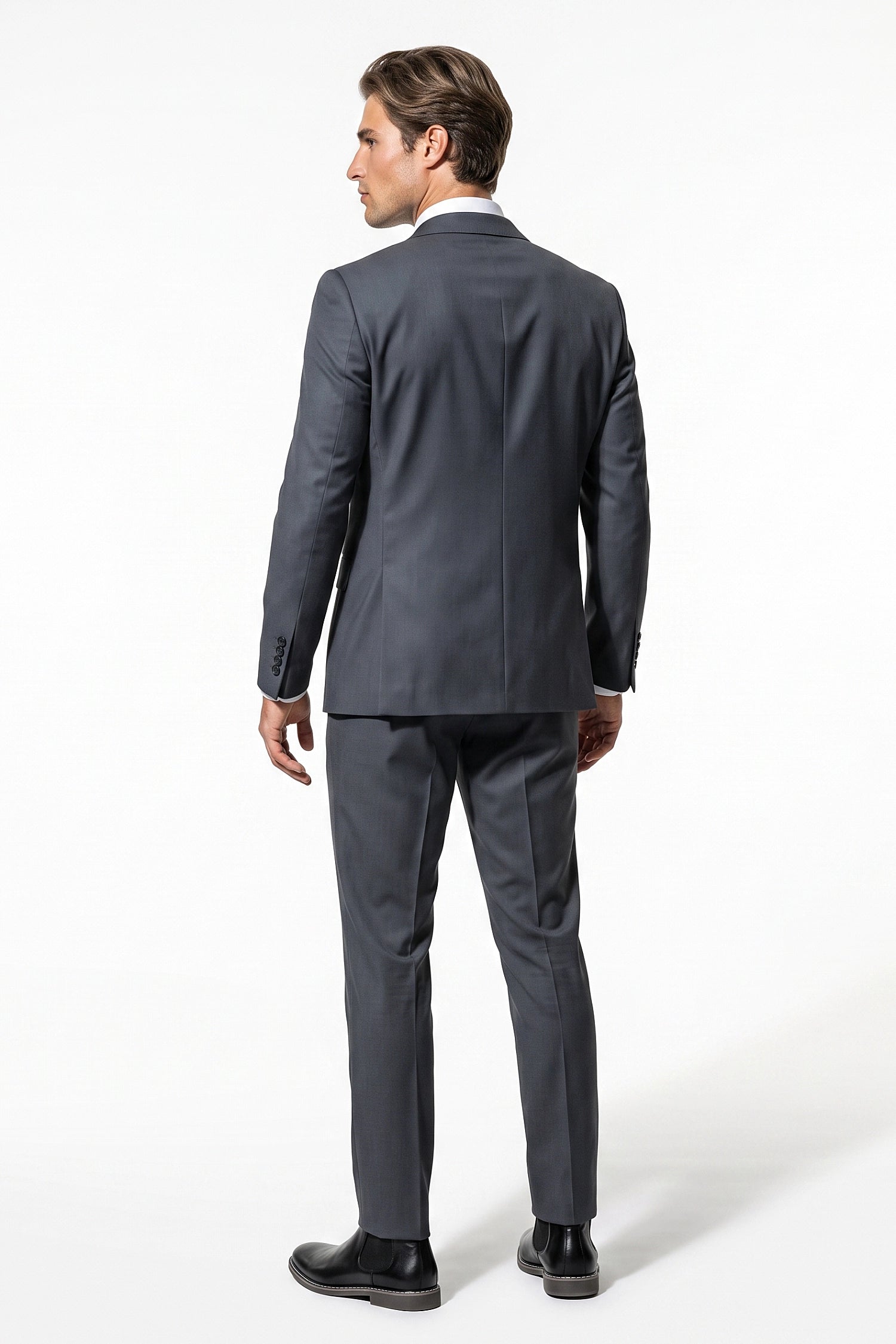 Men's Tailored Fit Double Breasted Two Piece Suit Set - Peak Lapel Blazer and Trousers