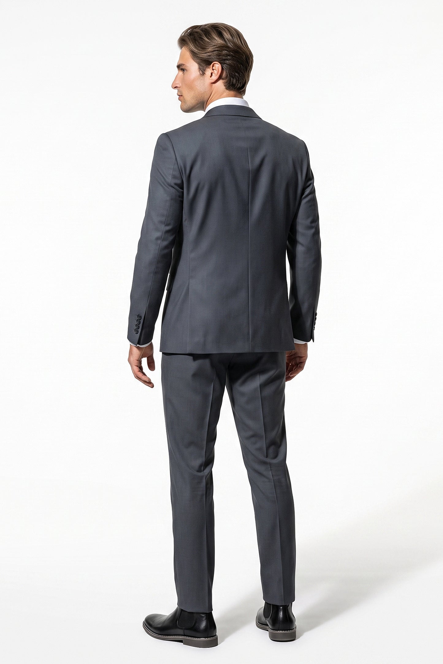 Men's Tailored Fit Double Breasted Two Piece Suit Set - Peak Lapel Blazer and Trousers