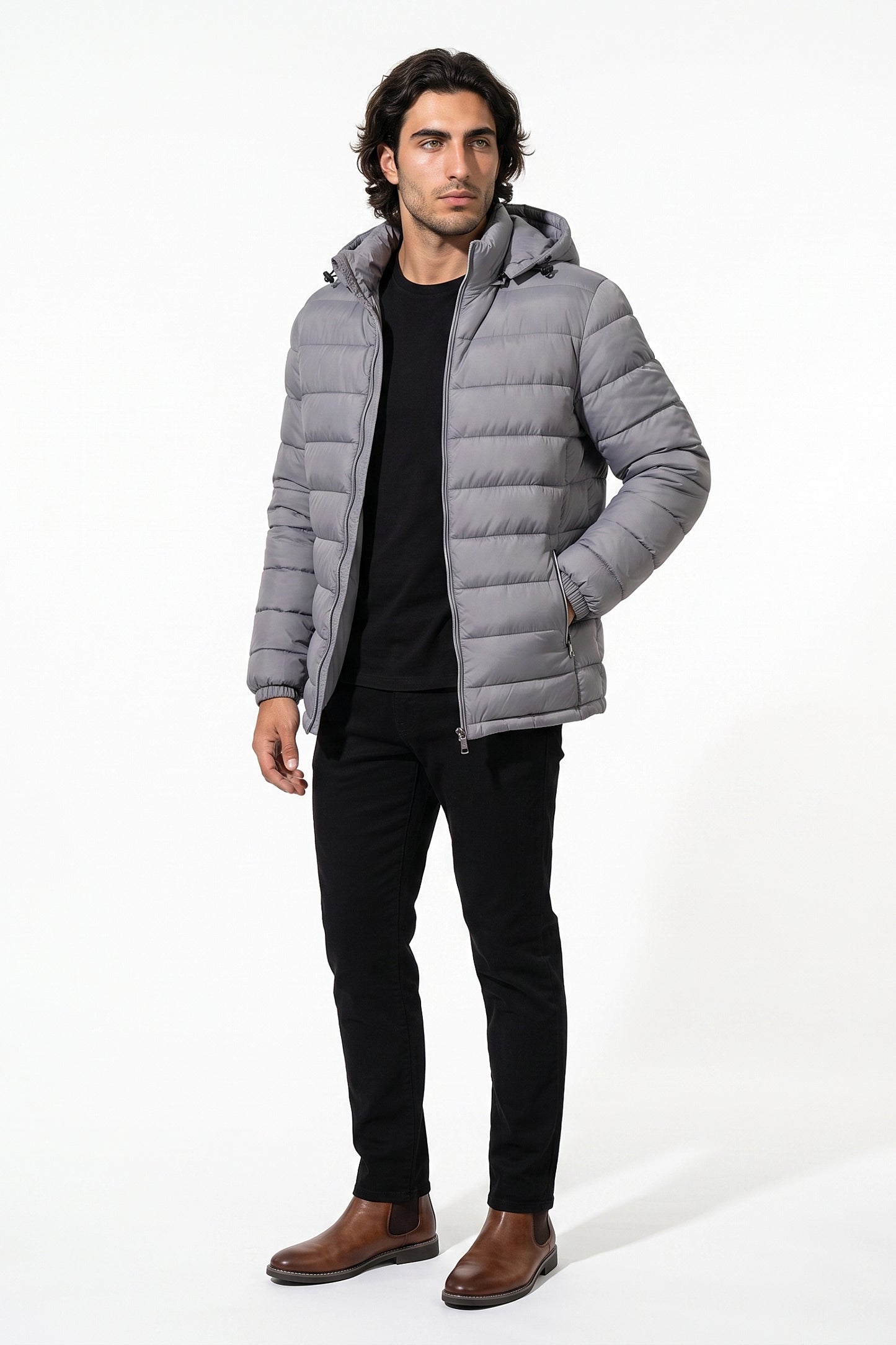 Men's Lightweight Warm Hooded Quilted Puffer Jacket