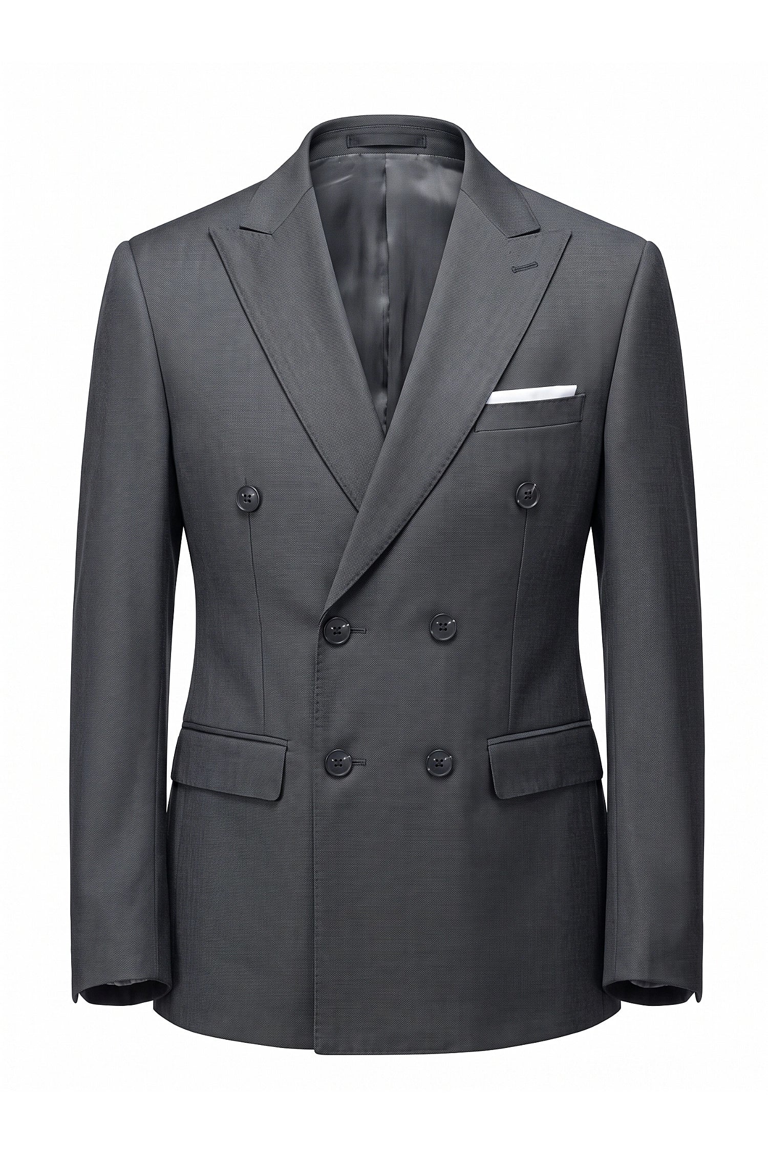 Men's Tailored Fit Double Breasted Two Piece Suit Set - Peak Lapel Blazer and Trousers