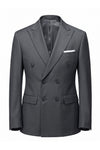 Men's Tailored Fit Double Breasted Two Piece Suit Set - Peak Lapel Blazer and Trousers