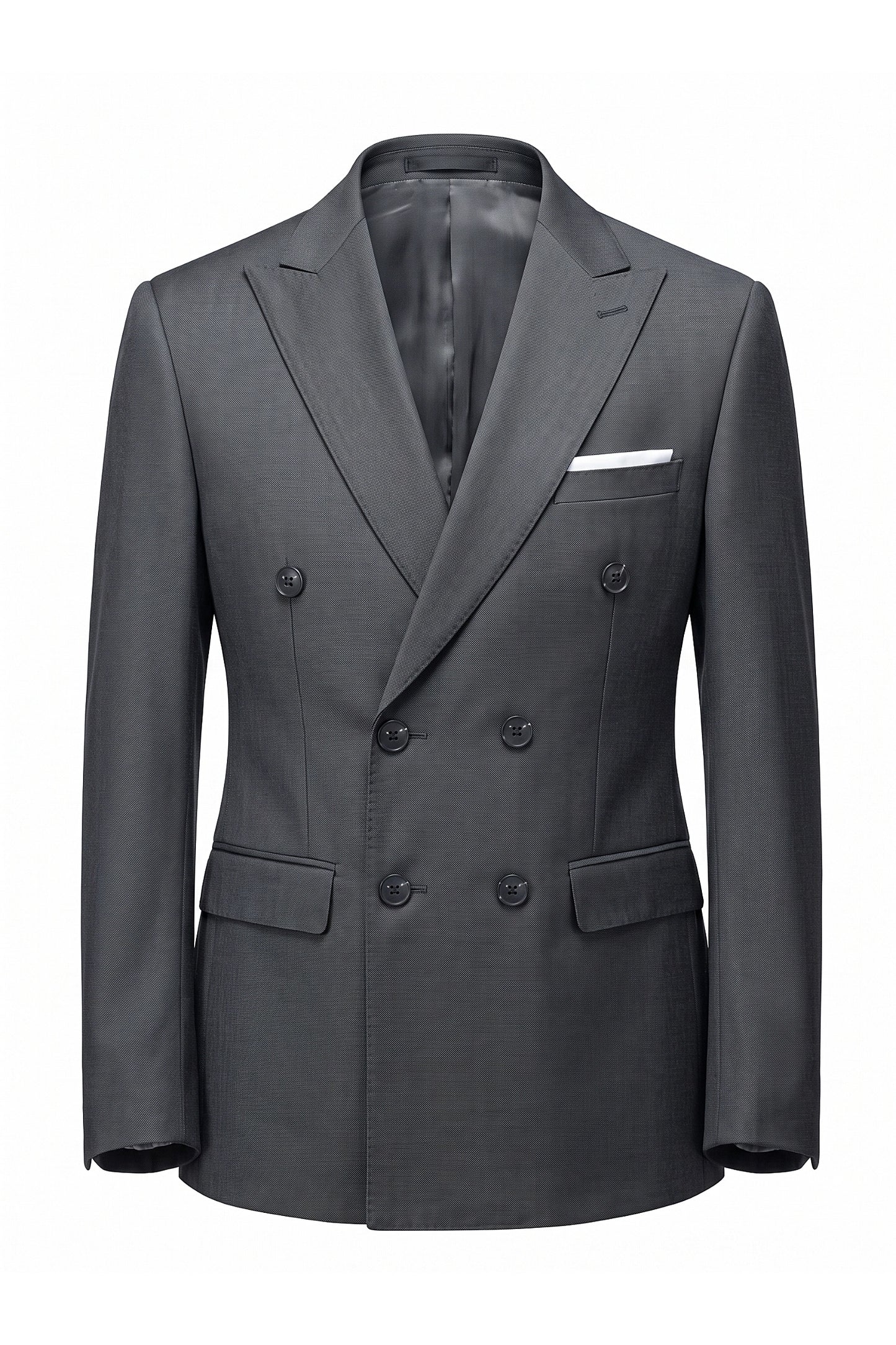 Men's Tailored Fit Double Breasted Two Piece Suit Set - Peak Lapel Blazer and Trousers