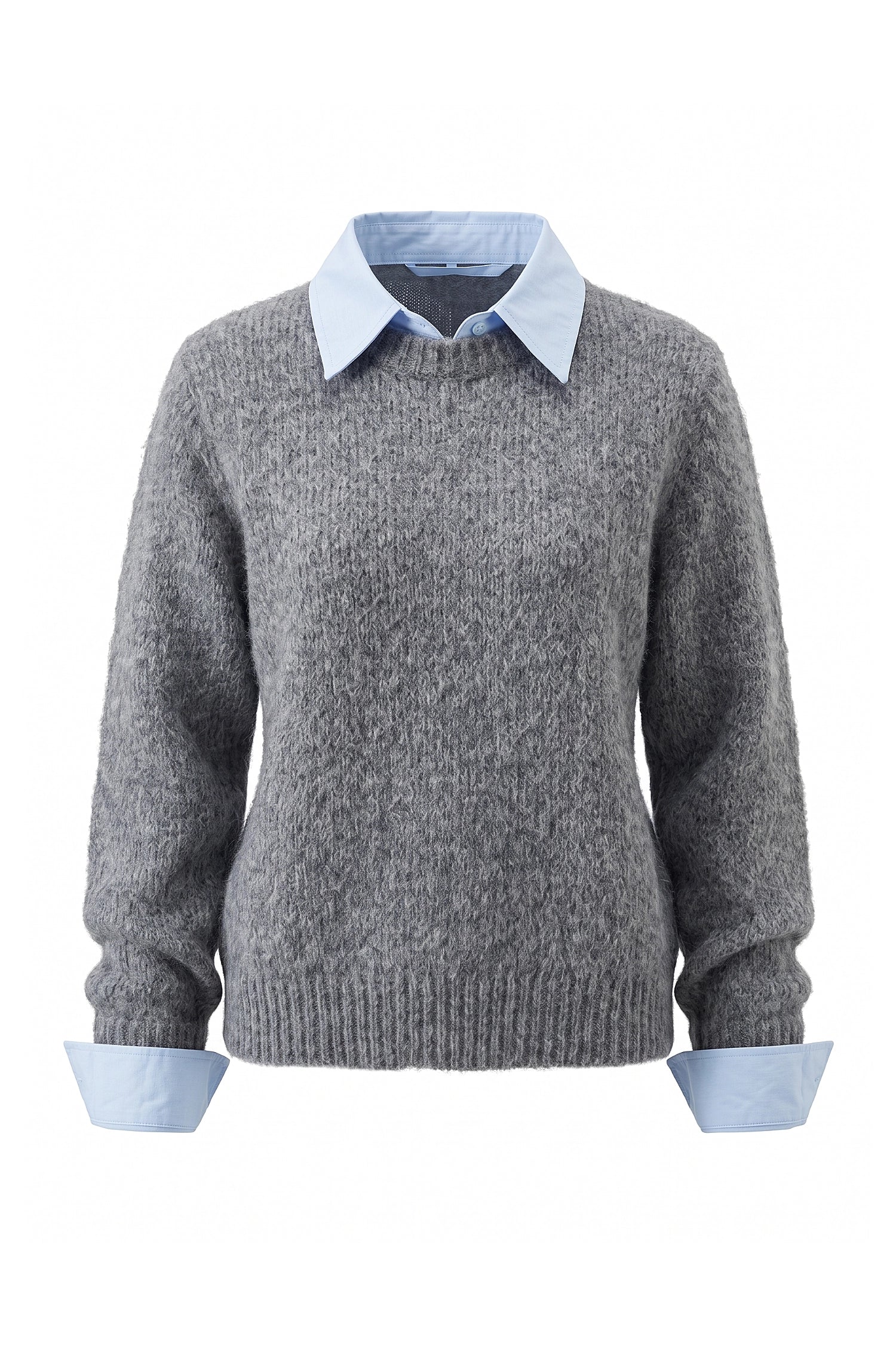 Women's Winter Warm Crew Neck Jumper with Layered Collar