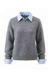 Women's Winter Warm Crew Neck Jumper with Layered Collar