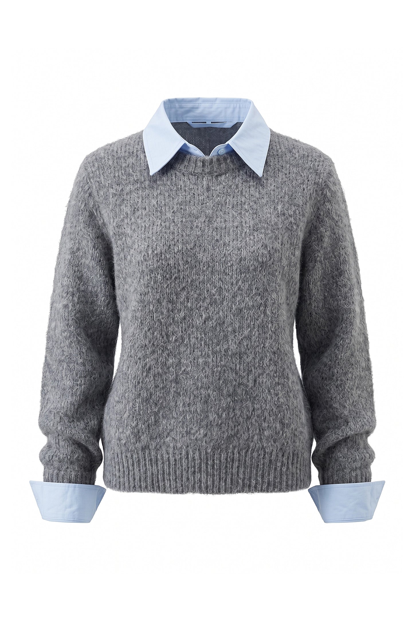 Women's Winter Warm Crew Neck Jumper with Layered Collar