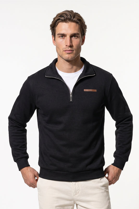 Men's Winter Warm Fleece Lined Quarter Zip Sweatshirt with Stand Collar