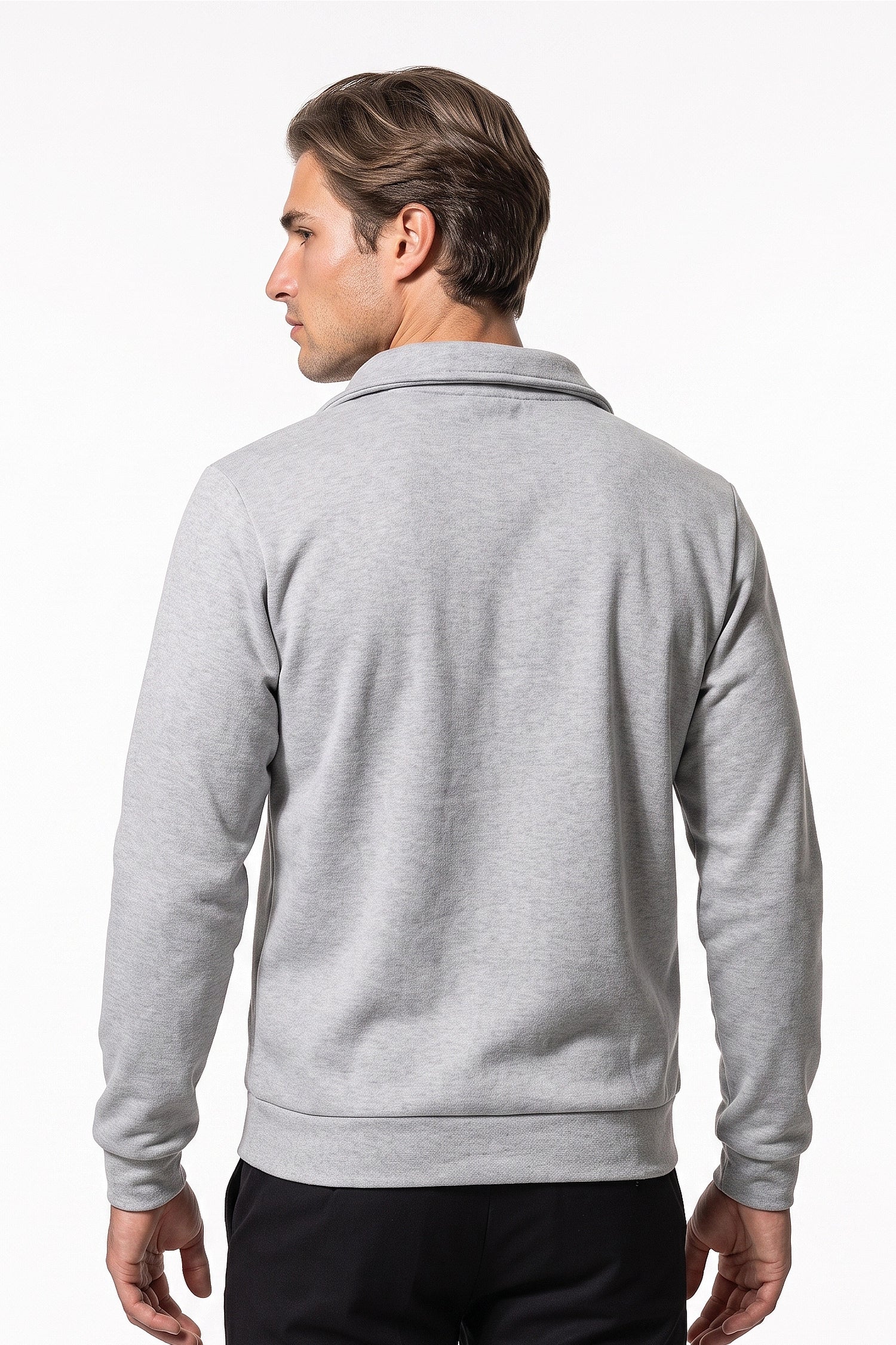 Men's Winter Warm Fleece Lined Quarter Zip Sweatshirt with Stand Collar
